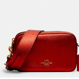 Coach Jes Double Zip Crossbody 20Gold Metallic Clay
